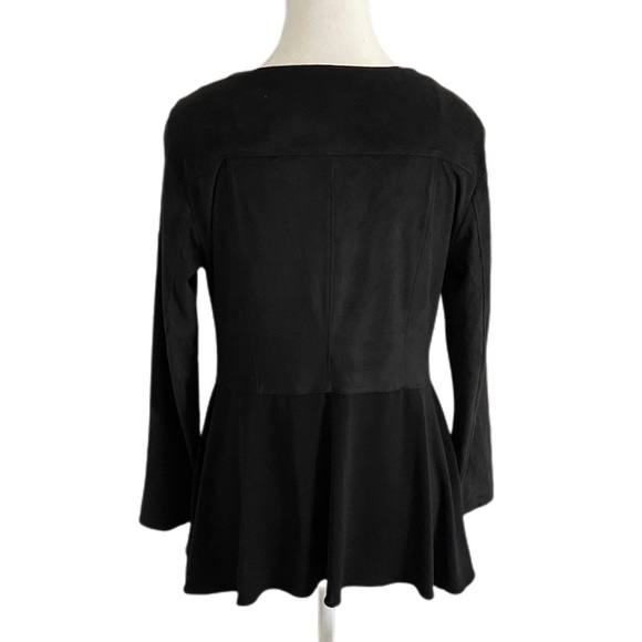 Style & Co Black Faux Suede Peplum Jacket Long Sleeve Size Medium Petite - Picture 3 of 11